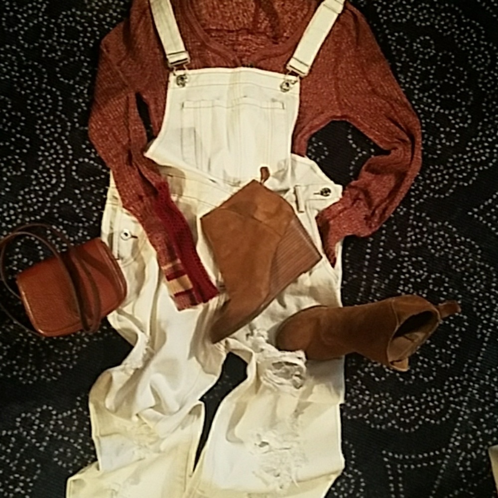 Distressed overalls.